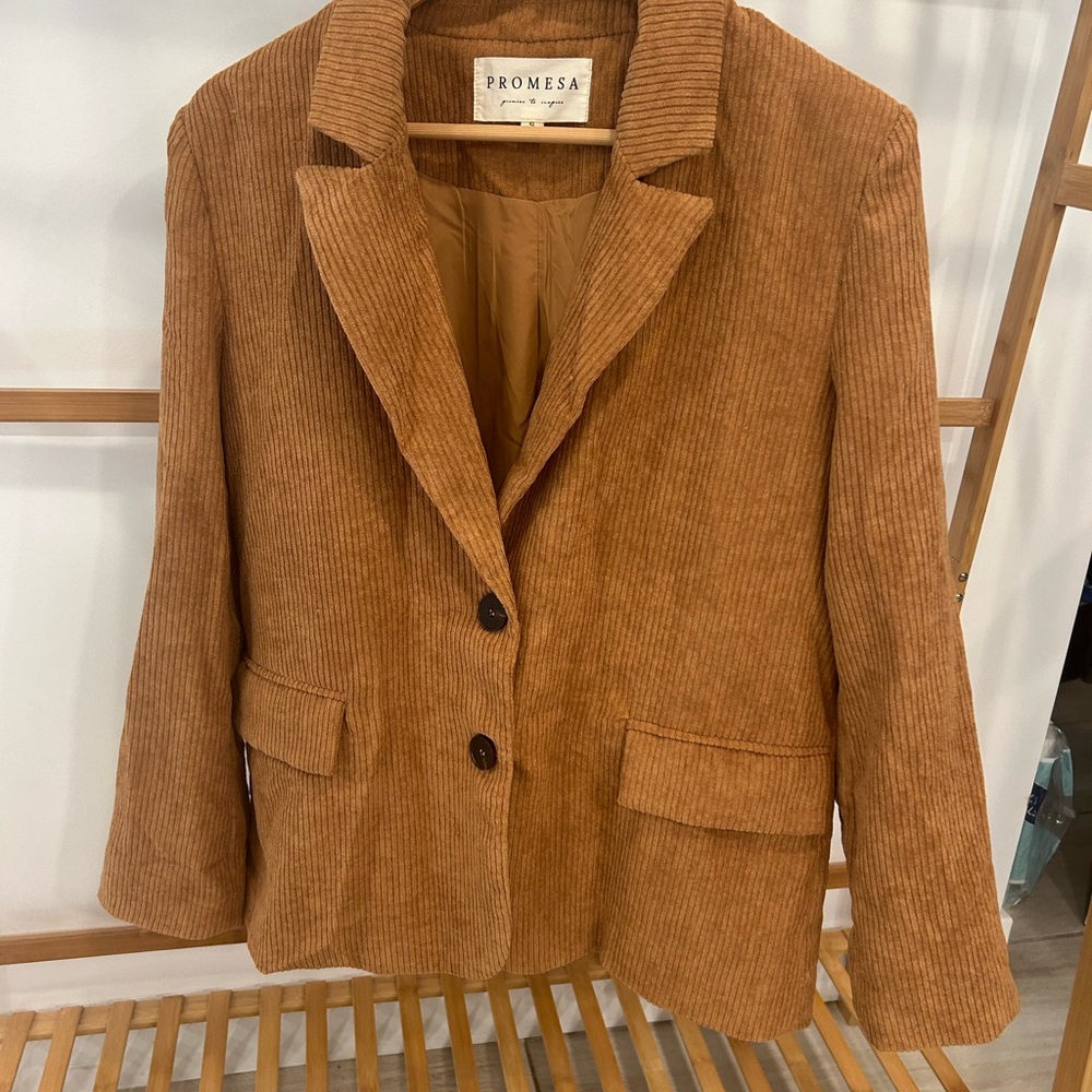 Promesa Tan Corduroy Blazer Classic Design